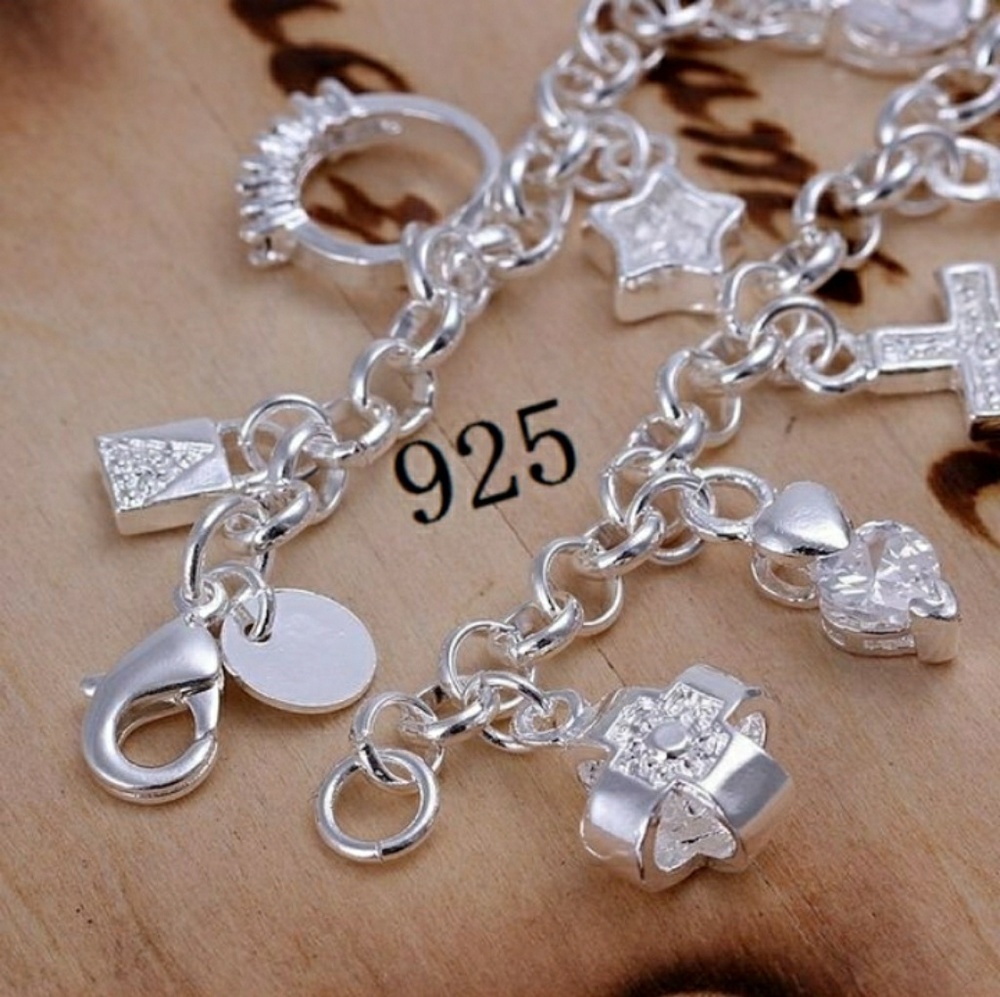 925 Sterling Silver Charm Bracelet - Picture 2 of 6